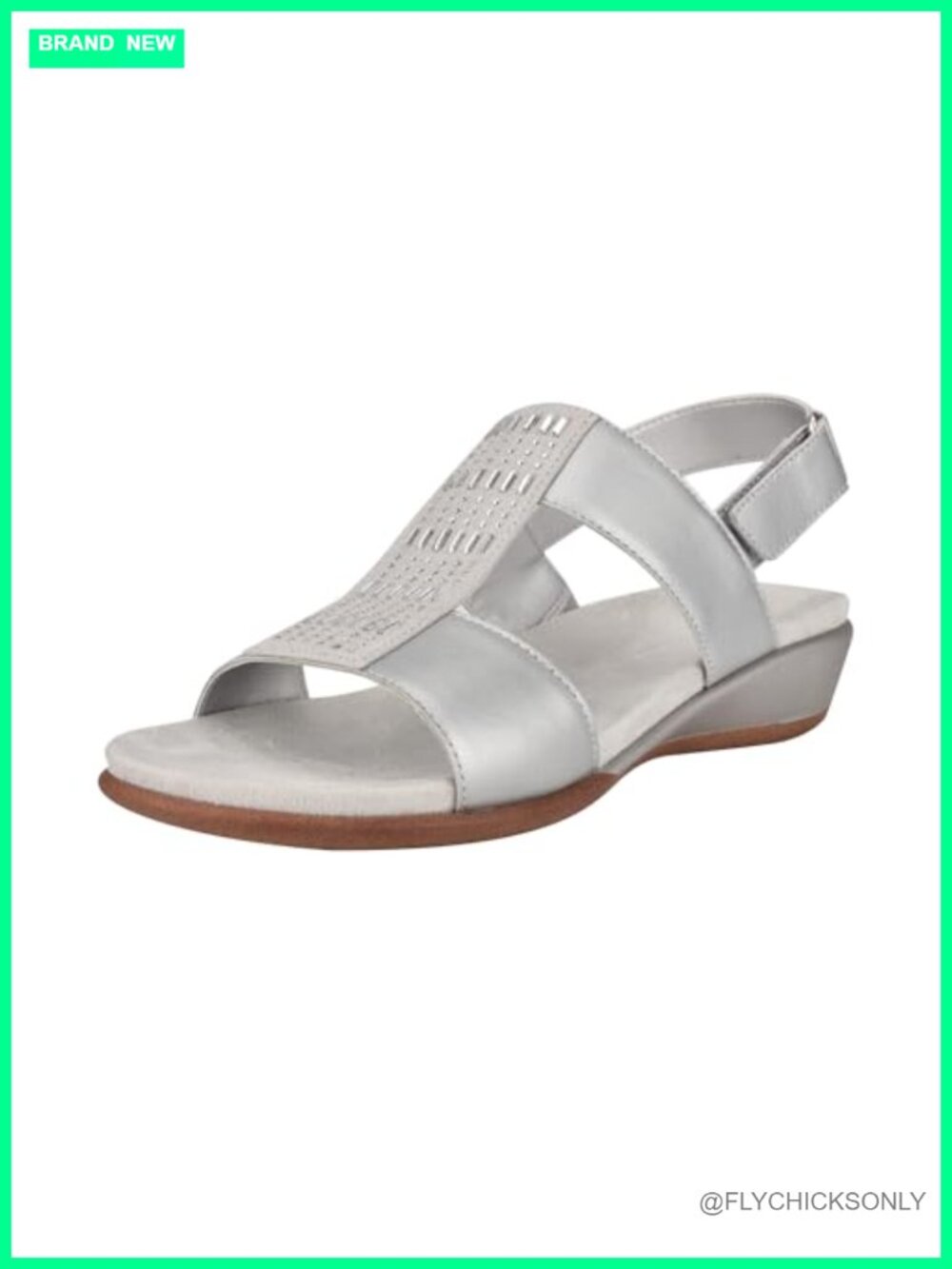 Easy Spirit Hazel Leather Wedge Sandal with Rhinestone Jewels Slingback